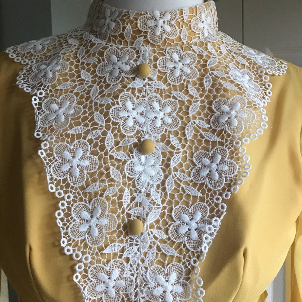 SOLD Vintage yellow organza hippie boho dress - Picture 2 of 8